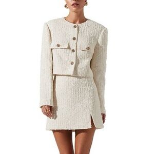 ASTR The Label Cream Tweed Covina Mini Skirt